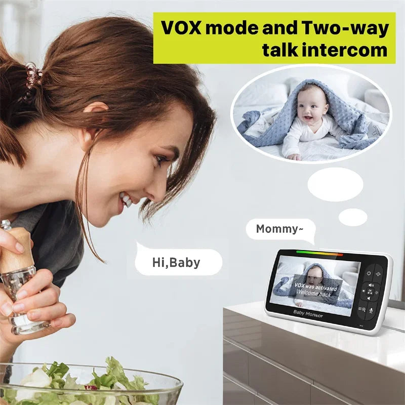 Babystar Monitor de vídeo para bebés de 5 pulgadas con cámara y audio