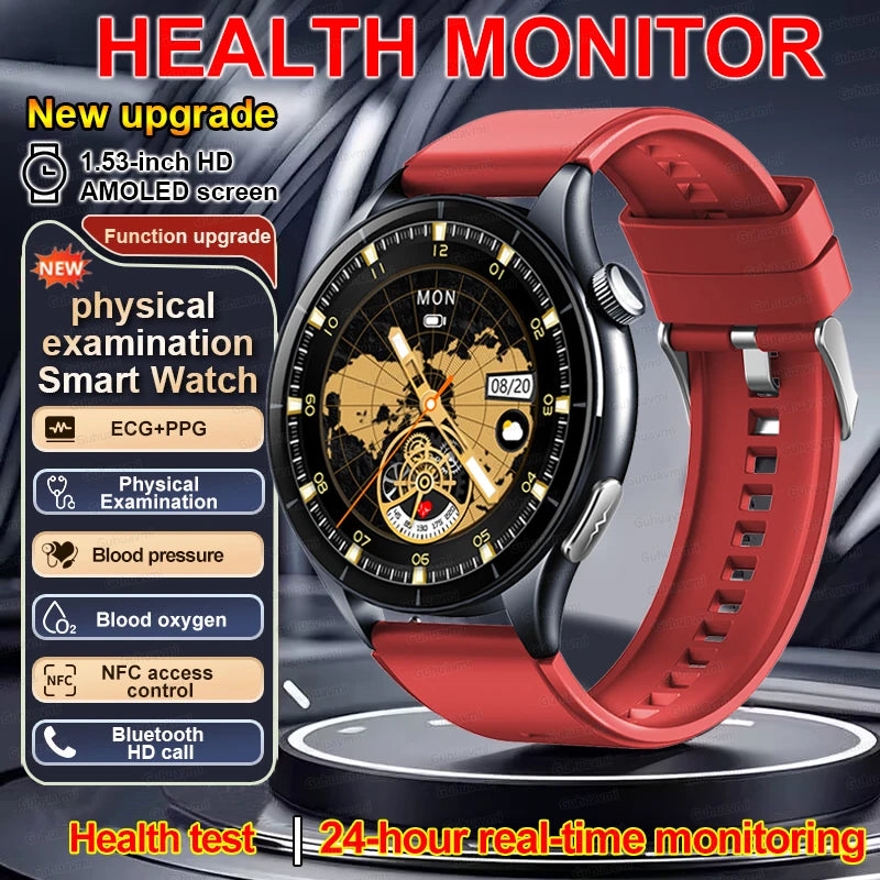 2025 nuevo reloj inteligente NFC ECG + PPG oxígeno en sangre ácido úrico presión arterial zafiro Smartwatch hombres para Samsung Galaxy Xiaomi Huawei