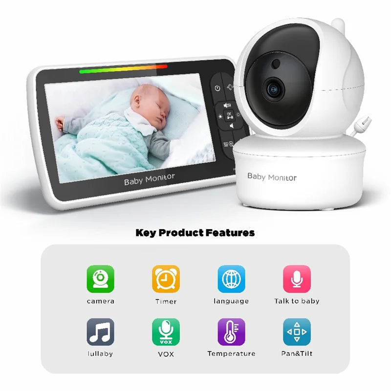 Babystar Monitor de vídeo para bebés de 5 pulgadas con cámara y audio