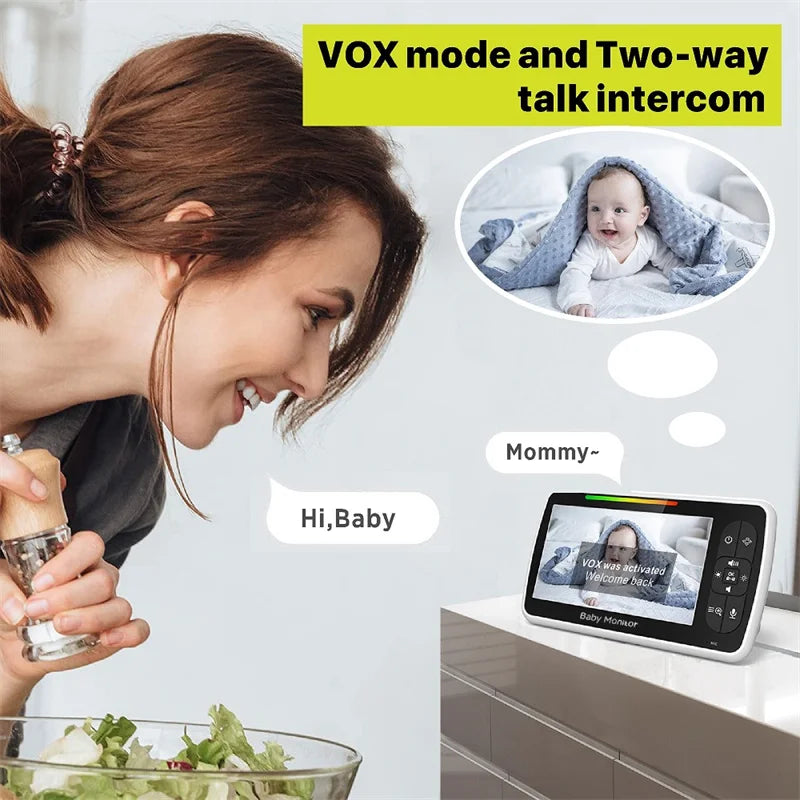 Babystar Monitor de vídeo para bebés de 5 pulgadas con cámara y audio