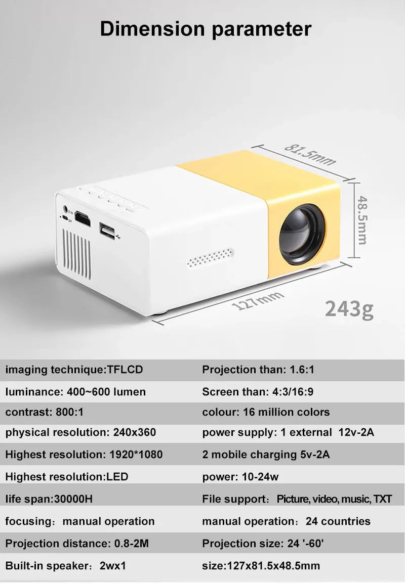 Mini proyector portátil YG300