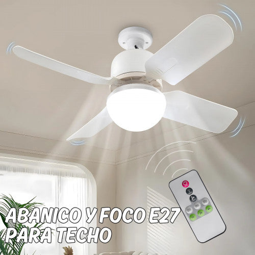 ABANICO Y FOCO E27 PARA TECHO C/CTRL