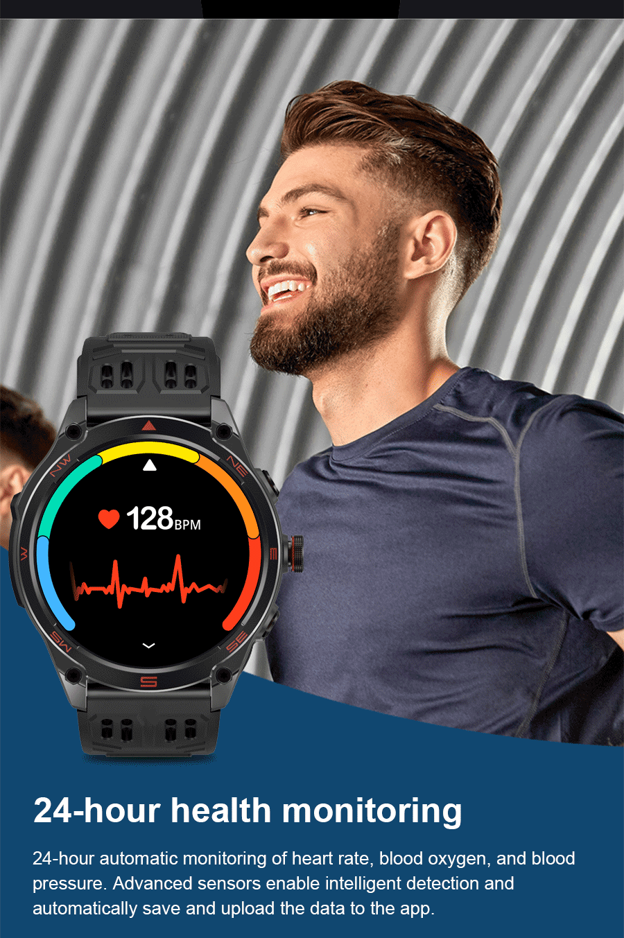 2025 nuevo reloj inteligente GPS 1000Mah batería brújula 10ATM tácticas impermeables linterna deportiva BT llamada reloj inteligente para hombres para xioami
