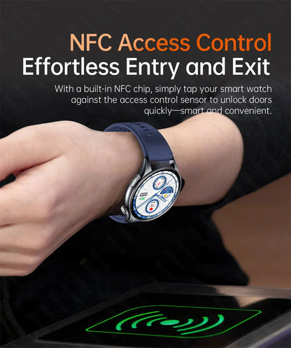 2025 nuevo reloj inteligente NFC ECG + PPG oxígeno en sangre ácido úrico presión arterial zafiro Smartwatch hombres para Samsung Galaxy Xiaomi Huawei