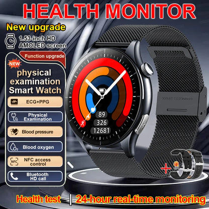 2025 nuevo reloj inteligente NFC ECG + PPG oxígeno en sangre ácido úrico presión arterial zafiro Smartwatch hombres para Samsung Galaxy Xiaomi Huawei