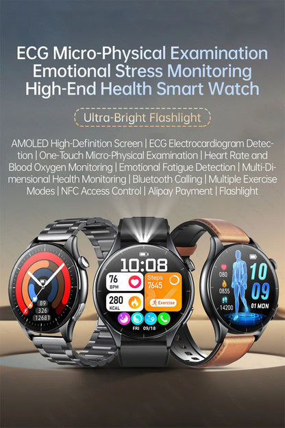 2025 nuevo reloj inteligente NFC ECG + PPG oxígeno en sangre ácido úrico presión arterial zafiro Smartwatch hombres para Samsung Galaxy Xiaomi Huawei