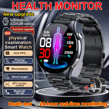 2025 nuevo reloj inteligente NFC ECG + PPG oxígeno en sangre ácido úrico presión arterial zafiro Smartwatch hombres para Samsung Galaxy Xiaomi Huawei