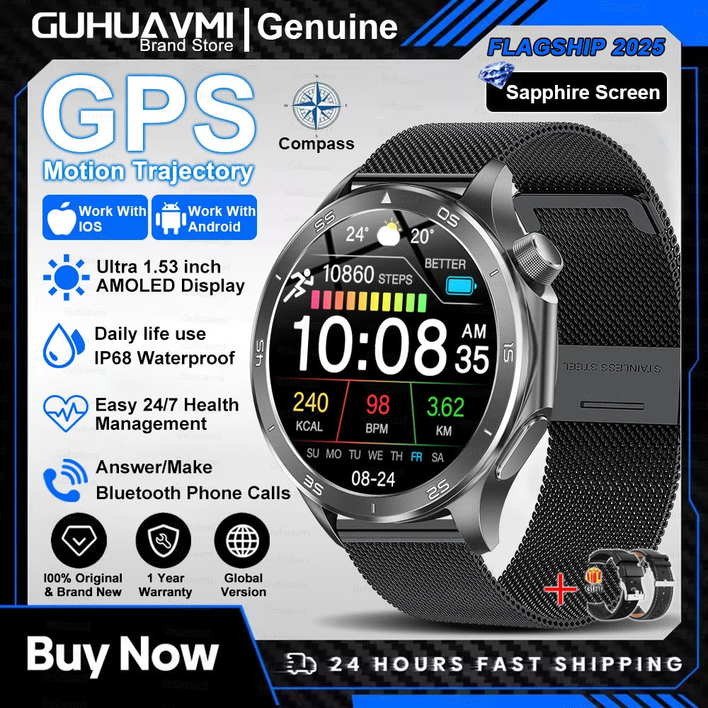 2025 nuevo reloj X reloj inteligente de negocios de alta gama hombre GPS seguimiento brújula Bluetooth llamada Smartwatch hombres deportes impermeable reloj inteligente