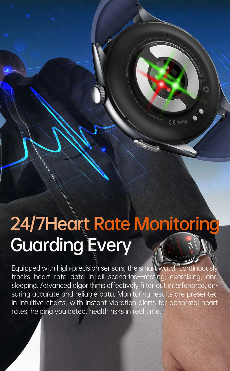 2025 nuevo reloj inteligente NFC ECG + PPG oxígeno en sangre ácido úrico presión arterial zafiro Smartwatch hombres para Samsung Galaxy Xiaomi Huawei