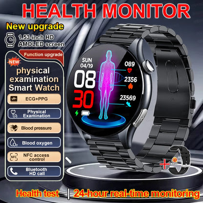 2025 nuevo reloj inteligente NFC ECG + PPG oxígeno en sangre ácido úrico presión arterial zafiro Smartwatch hombres para Samsung Galaxy Xiaomi Huawei