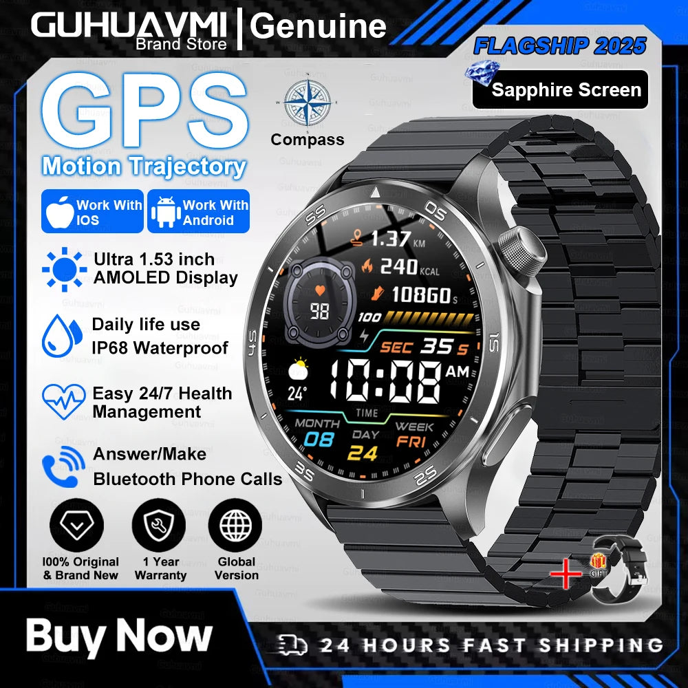2025 nuevo reloj X reloj inteligente de negocios de alta gama hombre GPS seguimiento brújula Bluetooth llamada Smartwatch hombres deportes impermeable reloj inteligente