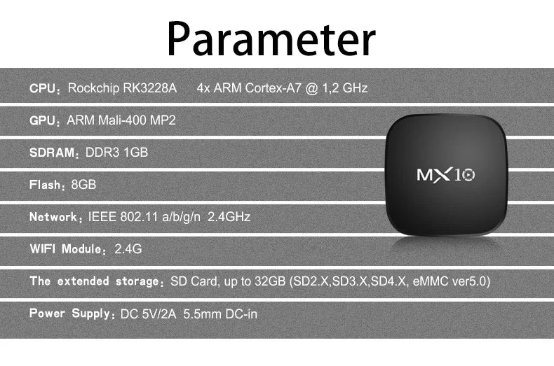 Nuevo Android Tv Box 1GB 8GB Mini Mx10 Smart Tvbox 2 4g Wifi RK3228 decodificador de cuatro núcleos 4K Smart TV BOX WIFI de doble banda