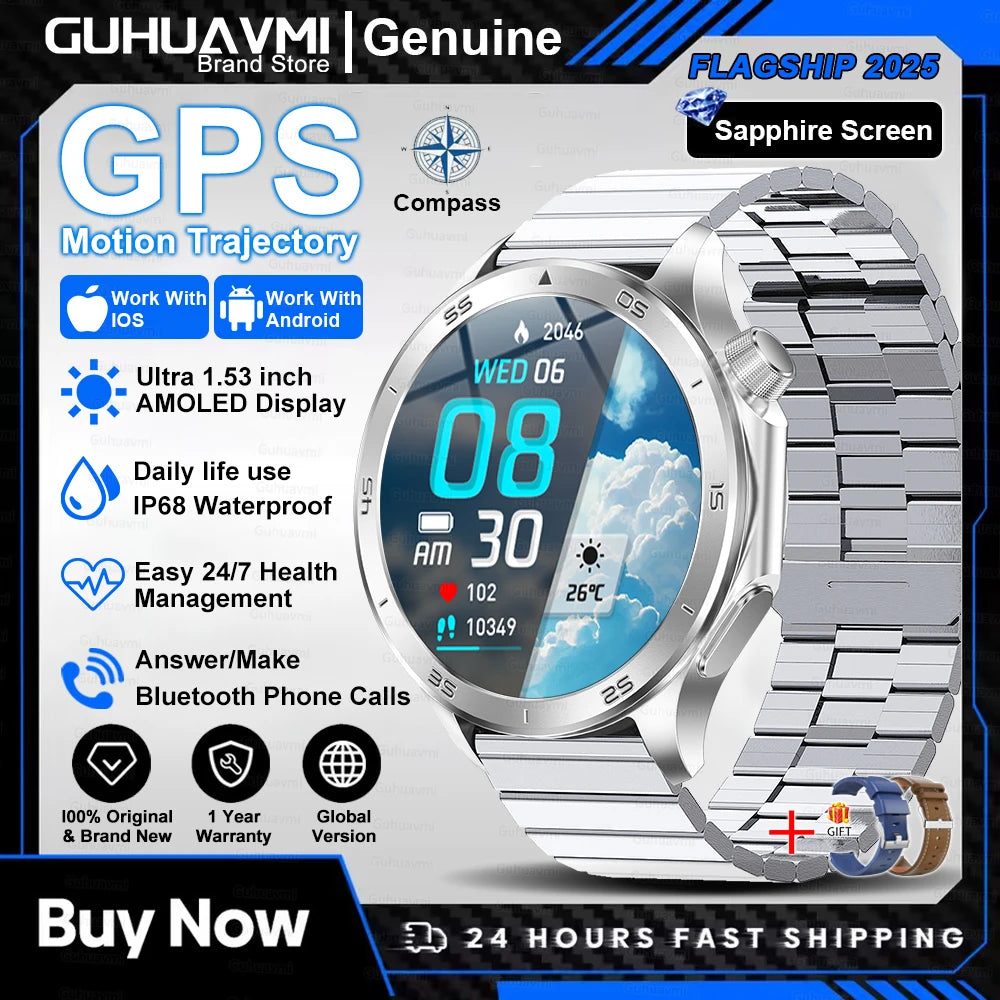 2025 nuevo reloj X reloj inteligente de negocios de alta gama hombre GPS seguimiento brújula Bluetooth llamada Smartwatch hombres deportes impermeable reloj inteligente