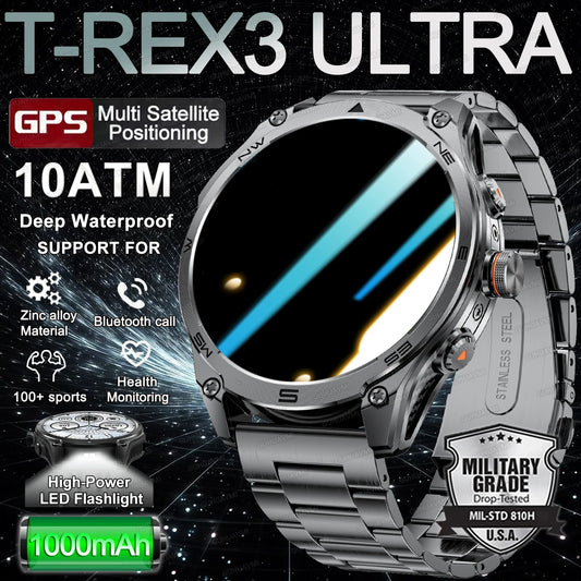 2025 nuevo reloj inteligente GPS 1000Mah batería brújula 10ATM tácticas impermeables linterna deportiva BT llamada reloj inteligente para hombres para xioami