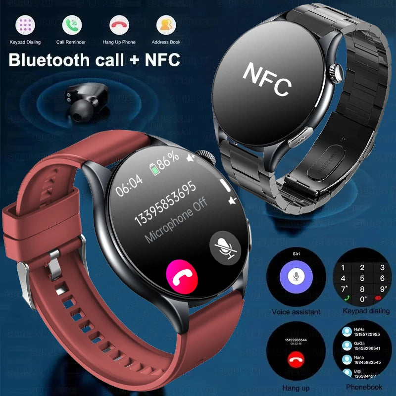 2025 nuevo reloj inteligente NFC ECG + PPG oxígeno en sangre ácido úrico presión arterial zafiro Smartwatch hombres para Samsung Galaxy Xiaomi Huawei