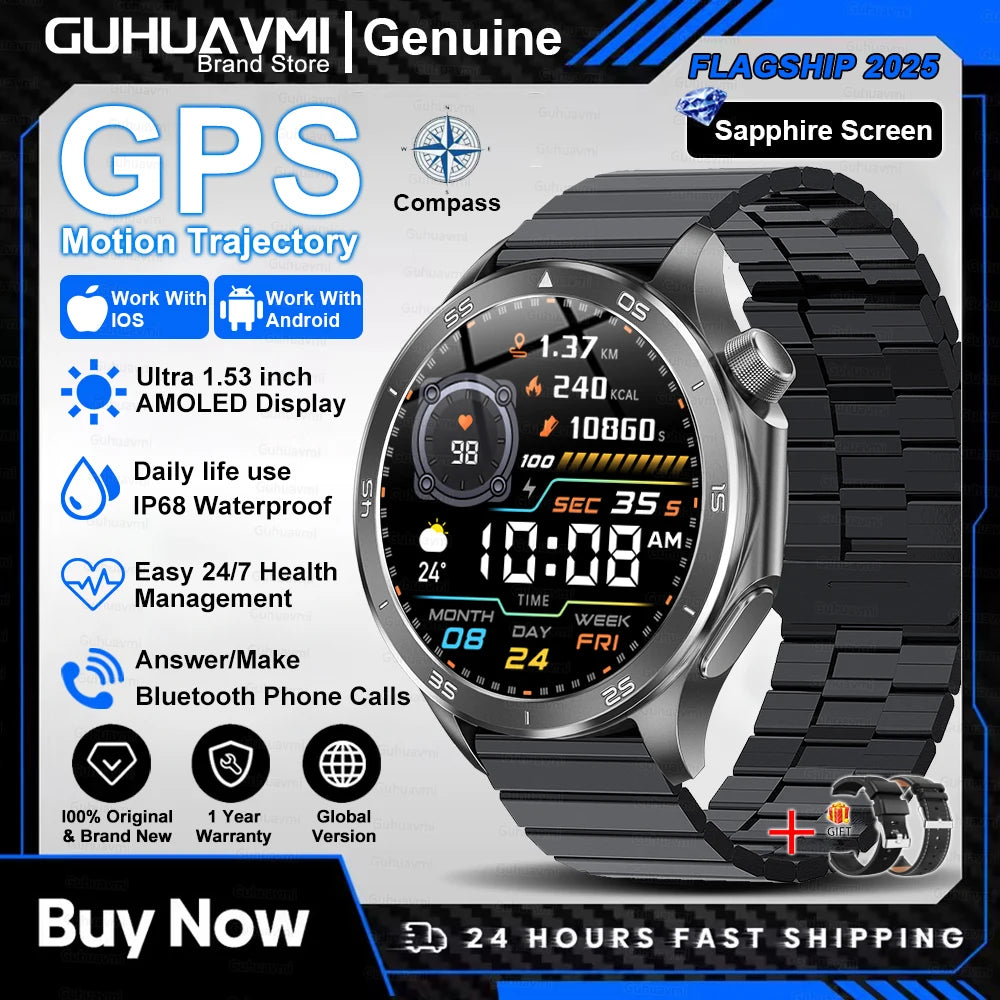2025 nuevo reloj X reloj inteligente de negocios de alta gama hombre GPS seguimiento brújula Bluetooth llamada Smartwatch hombres deportes impermeable reloj inteligente