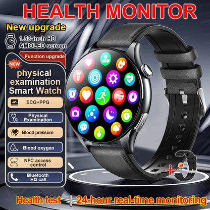 2025 nuevo reloj inteligente NFC ECG + PPG oxígeno en sangre ácido úrico presión arterial zafiro Smartwatch hombres para Samsung Galaxy Xiaomi Huawei
