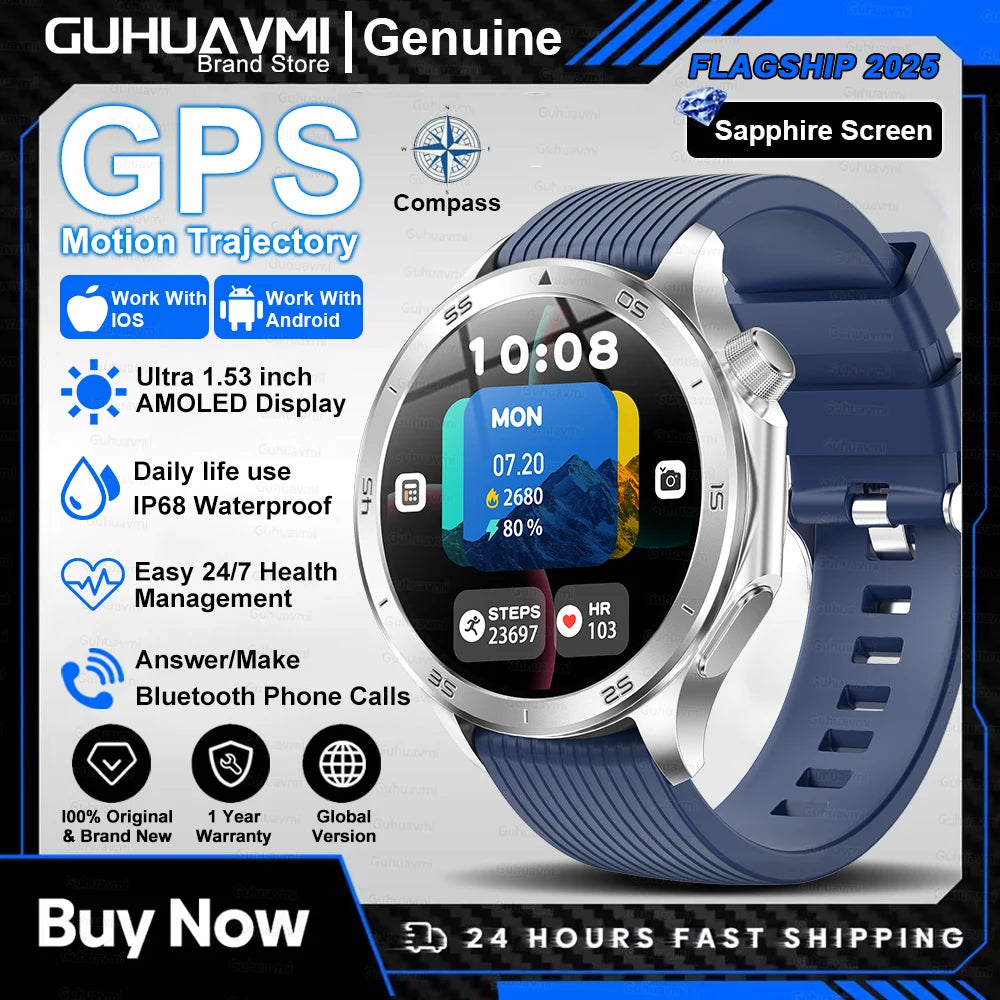 2025 nuevo reloj X reloj inteligente de negocios de alta gama hombre GPS seguimiento brújula Bluetooth llamada Smartwatch hombres deportes impermeable reloj inteligente