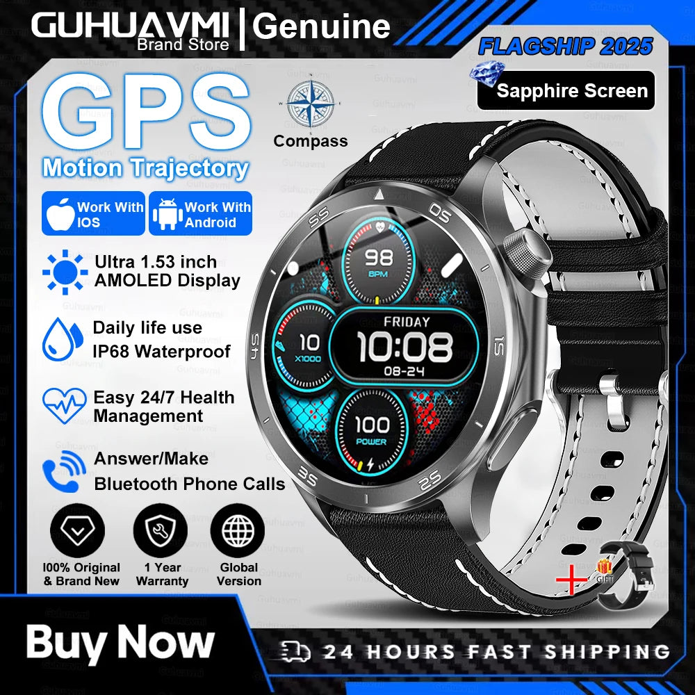 2025 nuevo reloj X reloj inteligente de negocios de alta gama hombre GPS seguimiento brújula Bluetooth llamada Smartwatch hombres deportes impermeable reloj inteligente