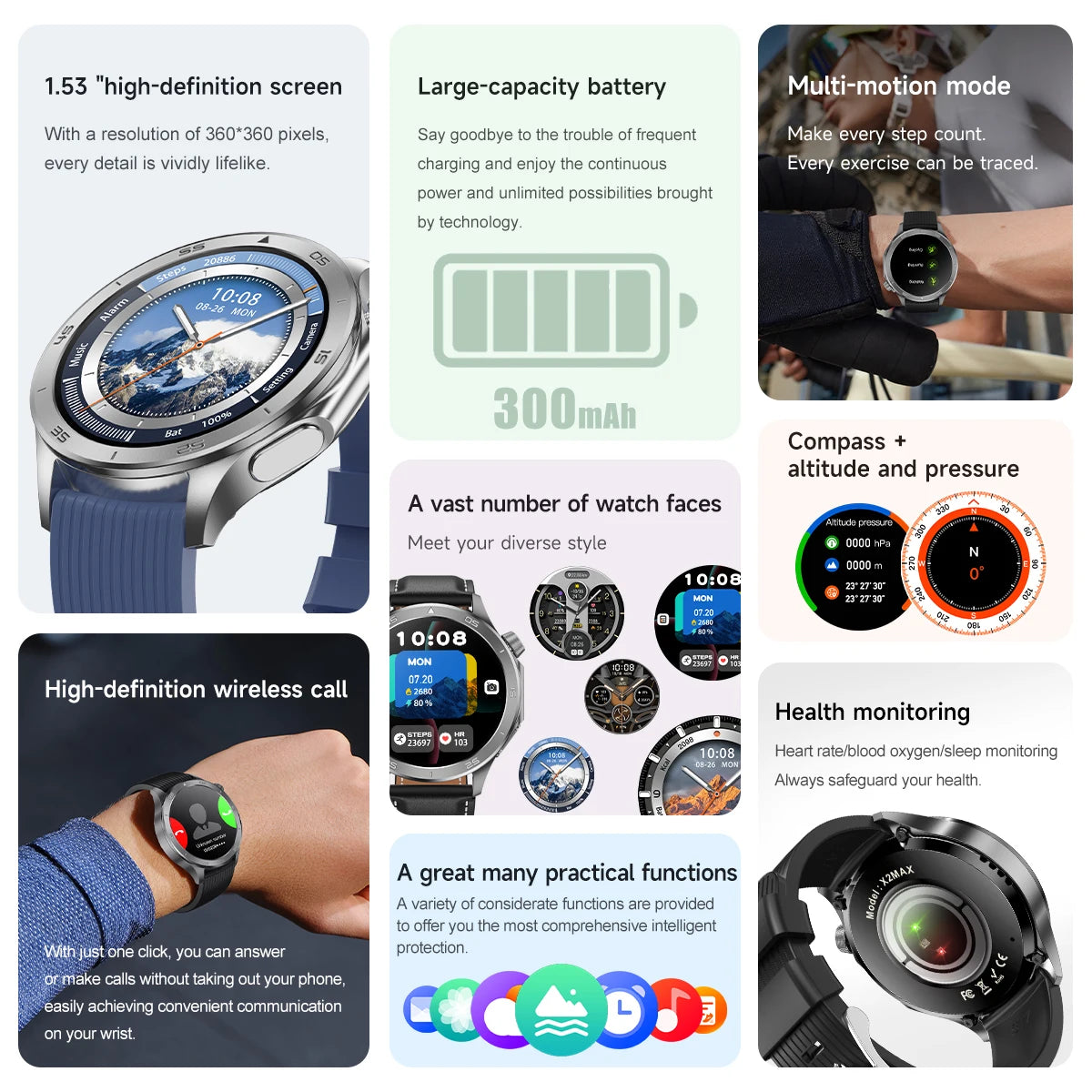 2025 nuevo reloj X reloj inteligente de negocios de alta gama hombre GPS seguimiento brújula Bluetooth llamada Smartwatch hombres deportes impermeable reloj inteligente