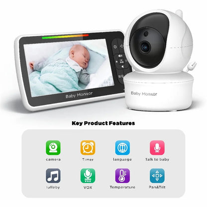 Babystar Monitor de vídeo para bebés de 5 pulgadas con cámara y audio