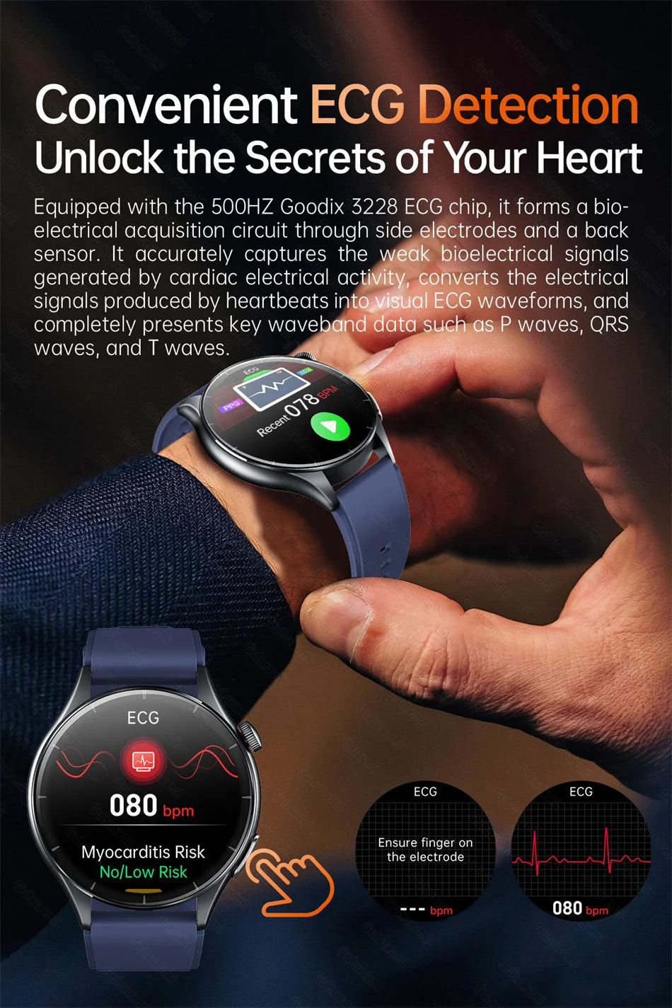 2025 nuevo reloj inteligente NFC ECG + PPG oxígeno en sangre ácido úrico presión arterial zafiro Smartwatch hombres para Samsung Galaxy Xiaomi Huawei