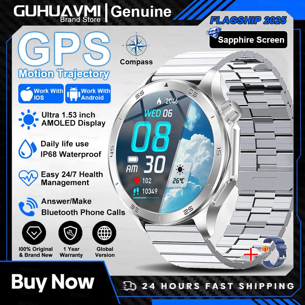 2025 nuevo reloj X reloj inteligente de negocios de alta gama hombre GPS seguimiento brújula Bluetooth llamada Smartwatch hombres deportes impermeable reloj inteligente