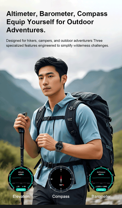 2025 nuevo reloj inteligente GPS 1000Mah batería brújula 10ATM tácticas impermeables linterna deportiva BT llamada reloj inteligente para hombres para xioami